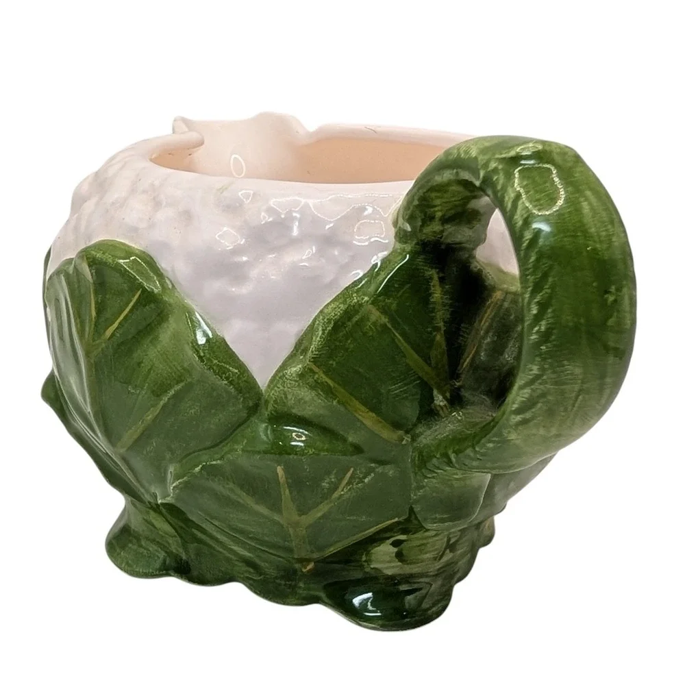 Vintage Fitz and Floyd Creamer Garden Vegetable Majolica Pottery Cauliflower